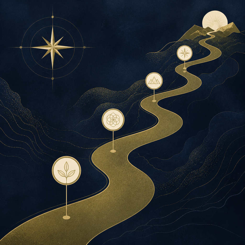 Abstract journey map showing the stages of retreat-leader growth